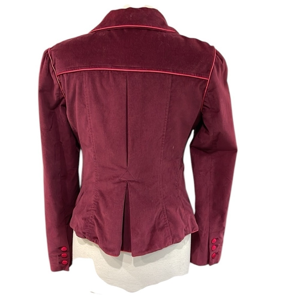 Penguin Velvet Blazer Contrast Piping and Lining SZ 6 Cranberry Red Pink - Picture 2 of 7